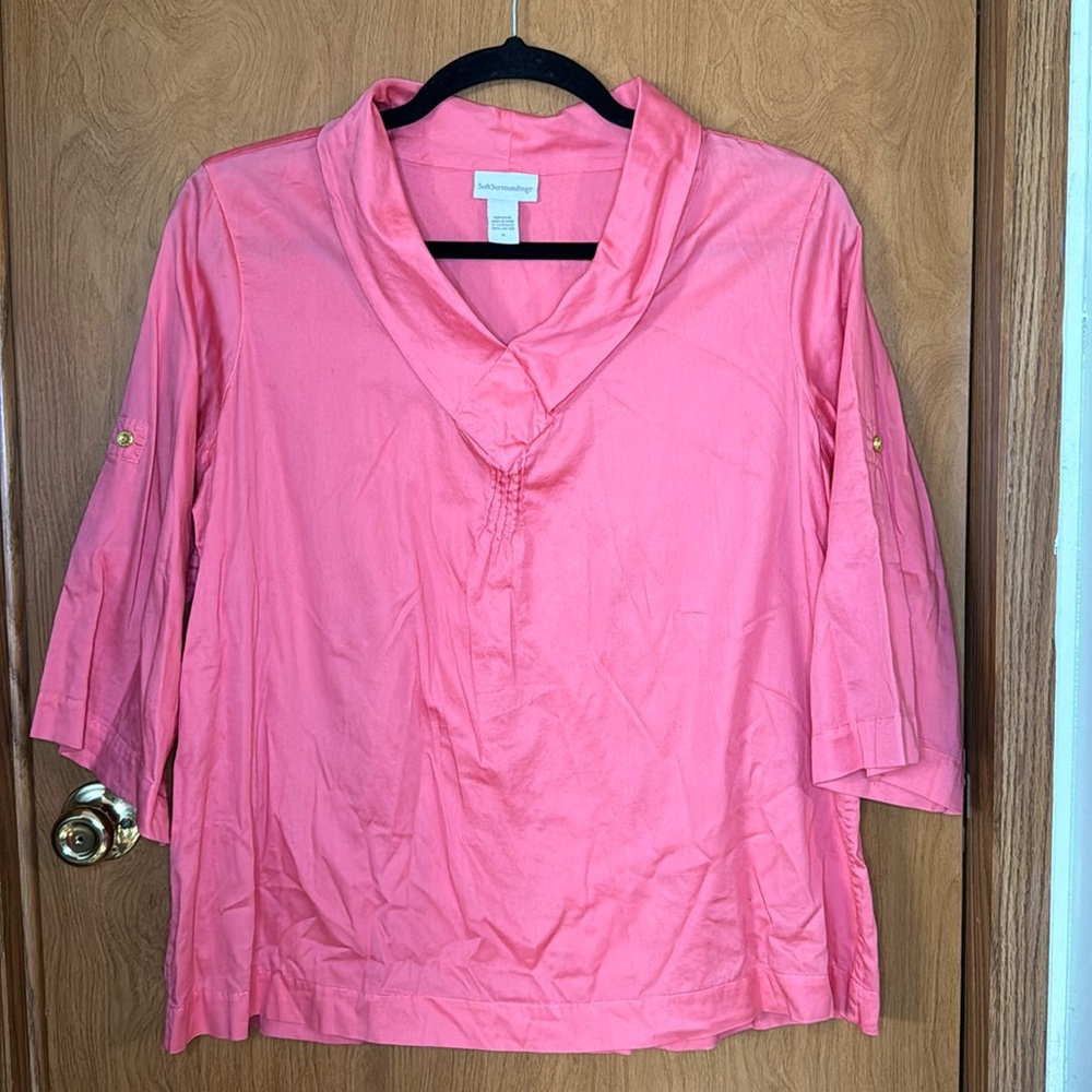 Soft surroundings peach blouse size 1X